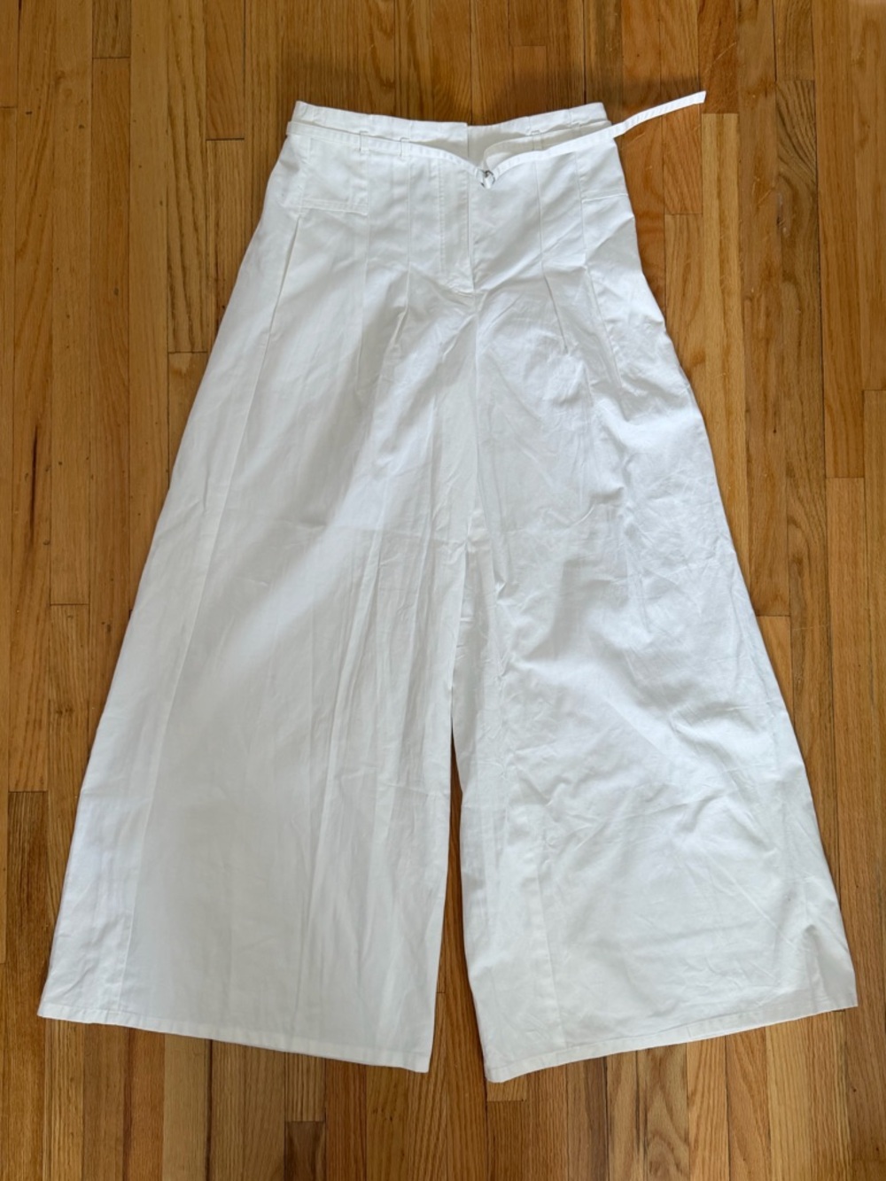 Massimo Dutti White High-Waist Extra Wide Leg Trousers